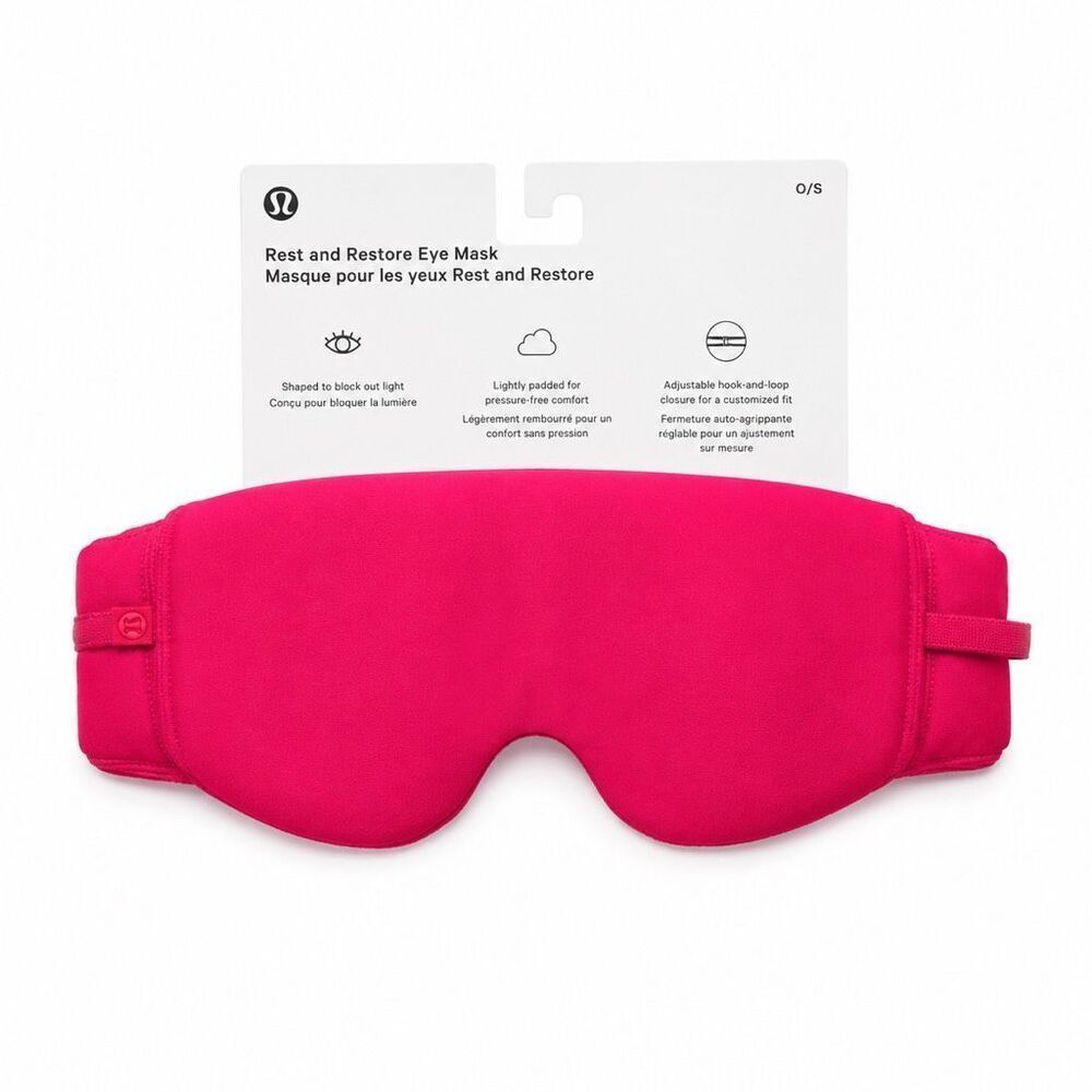 Lululemon Rest & Restore Eye Mask NWT Magenta Modal Adjustable Travel Sleep